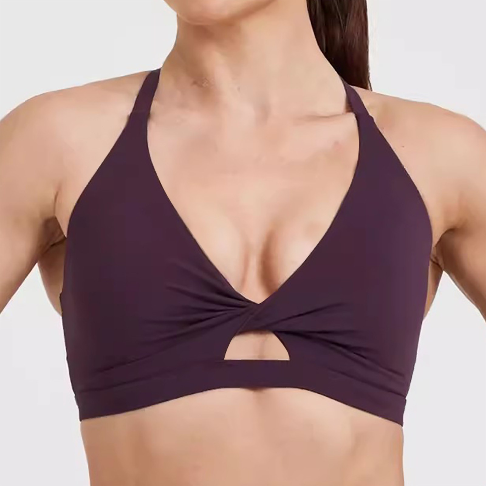thumbnail image 2 of Sujetador deportivo a prueba de golpes para mujer - Tirantes ajustables, cuello en V, relleno extraíble, nailon/spandex, yoga, running, fitness, tallas S-XL, contorno de pecho 66-75 cm, 2 of 6